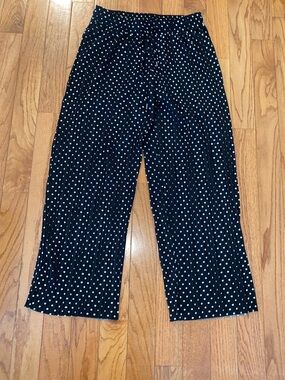 Polka Dot Wide Leg Pants - Black